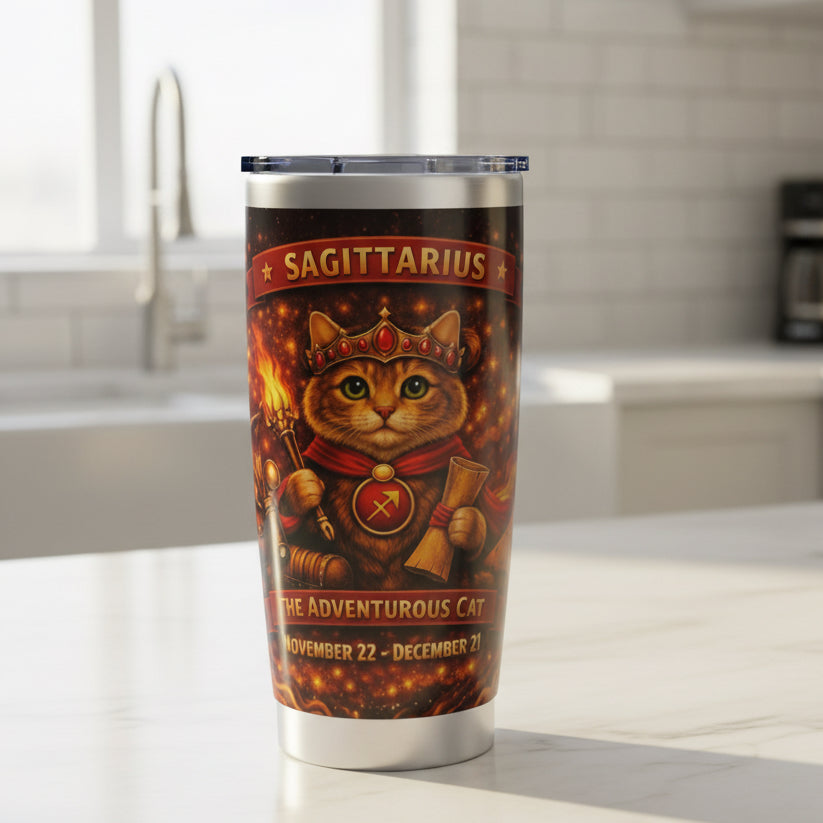 Sagittarius Cat Zodiac Tumbler - The Adventurous Cat