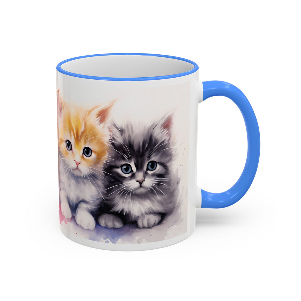 Modern Kitten Accent Rim & Handle Mug — Accent Rim & Handle Ceramic Coffee Cup (11oz)