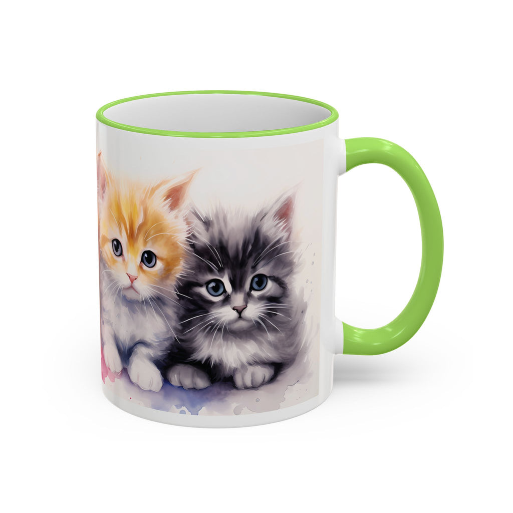 Modern Kitten Accent Rim & Handle Mug — Accent Rim & Handle Ceramic Coffee Cup (11oz)