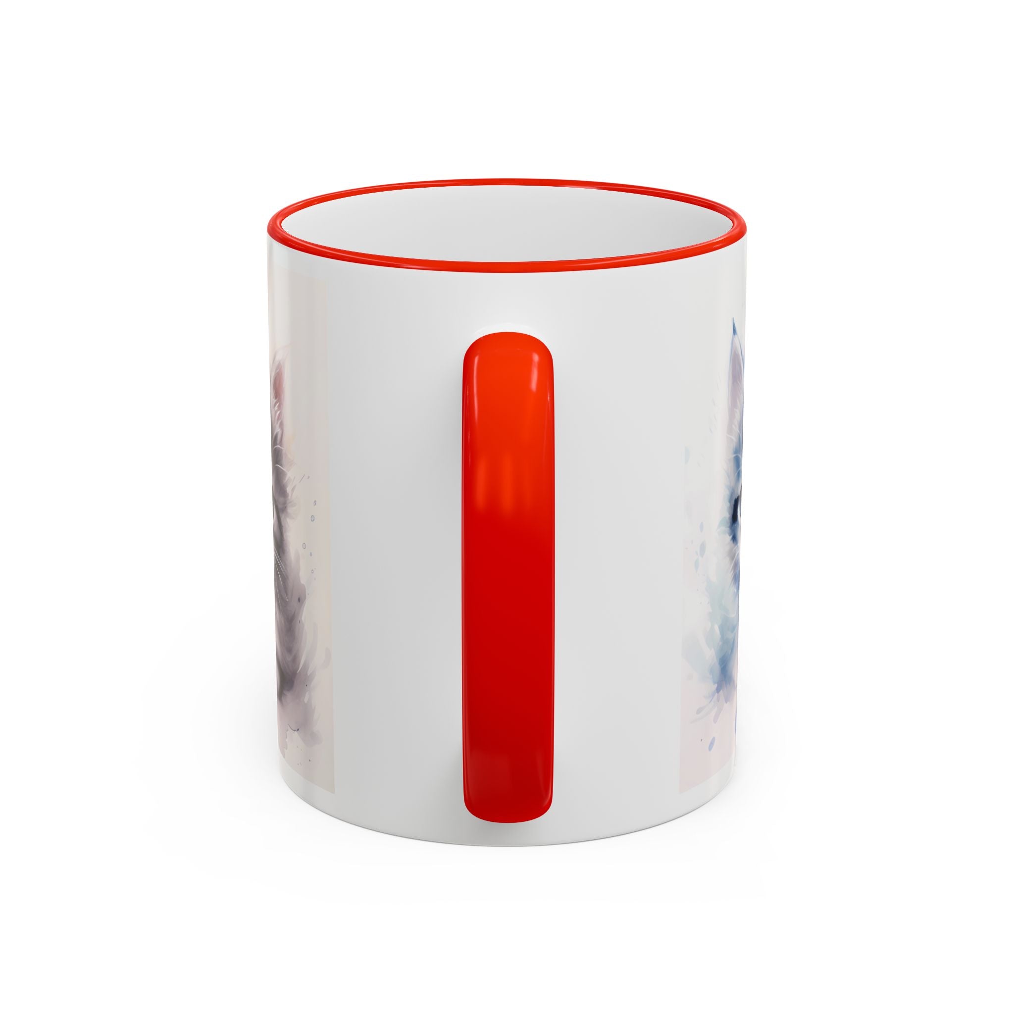 Modern Kitten Accent Rim & Handle Mug — Accent Rim & Handle Ceramic Coffee Cup (11oz)