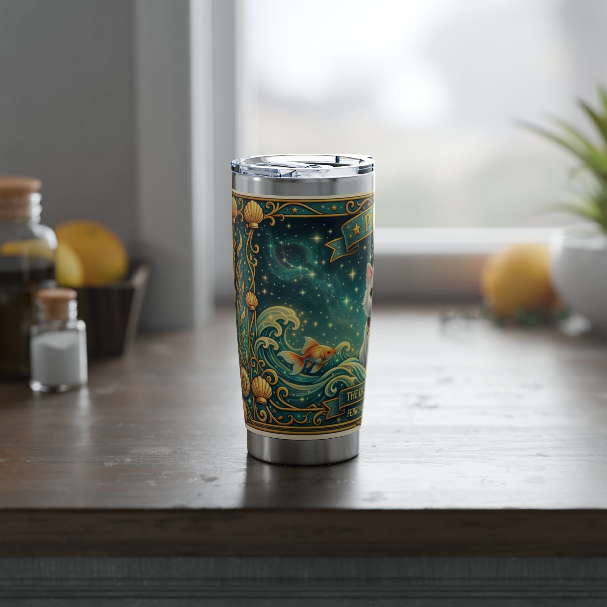 Pisces Cat Zodiac Tumbler - The Dreamy Drifter Cat