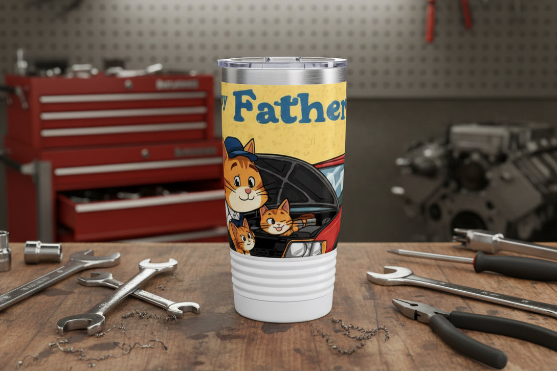 🐾 Limited Edition Father’s Day Cat Dad Tumbler – 20oz