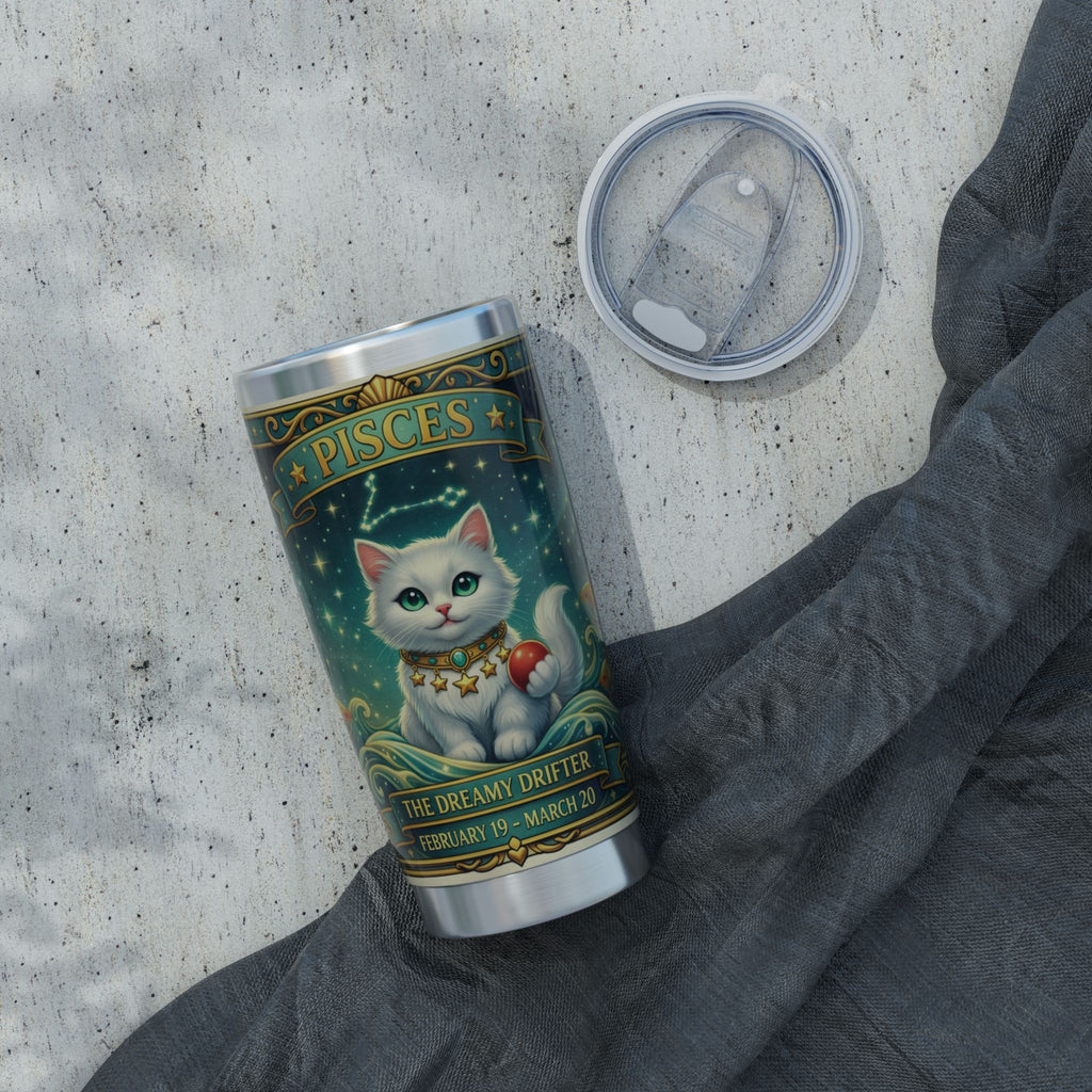Pisces Cat Zodiac Tumbler - The Dreamy Drifter Cat