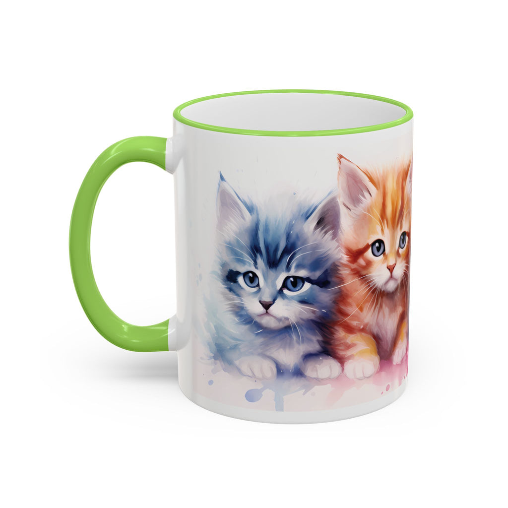 Modern Kitten Accent Rim & Handle Mug — Accent Rim & Handle Ceramic Coffee Cup (11oz)