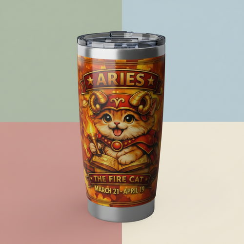 Aries Cat Zodiac Tumbler - The Fire Cat