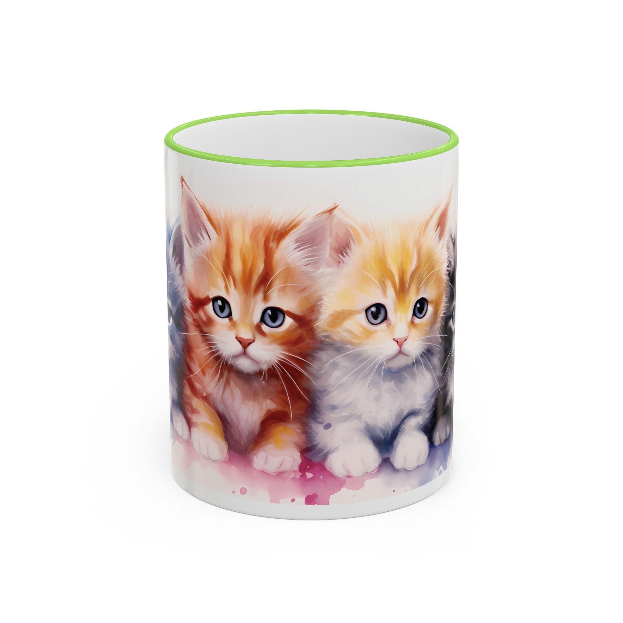 Modern Kitten Accent Rim & Handle Mug — Accent Rim & Handle Ceramic Coffee Cup (11oz)