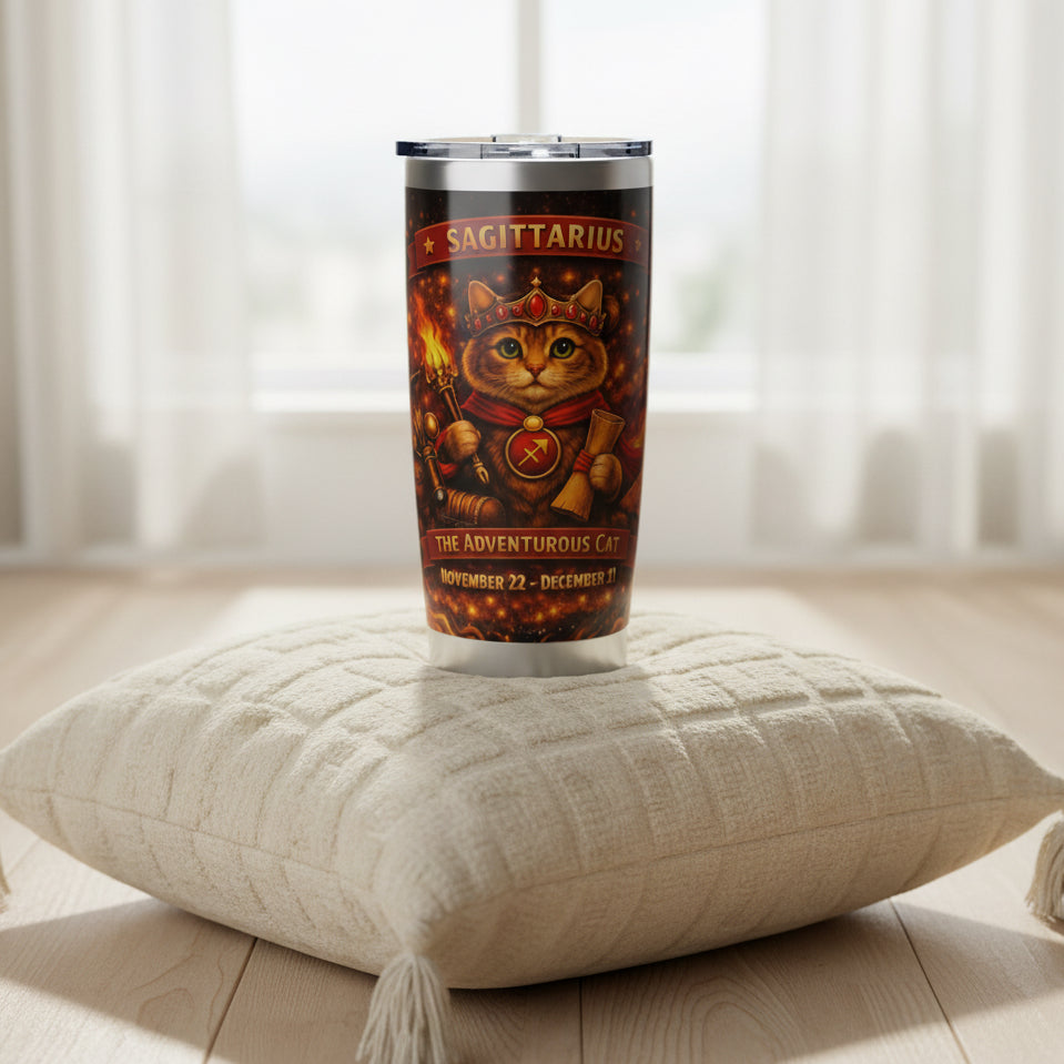 Sagittarius Cat Zodiac Tumbler - The Adventurous Cat