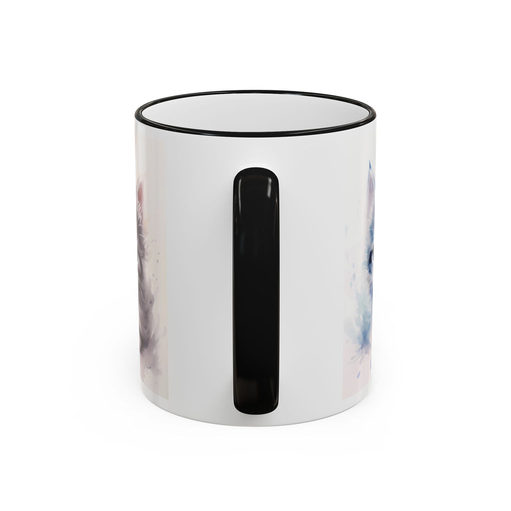 Modern Kitten Accent Rim & Handle Mug — Accent Rim & Handle Ceramic Coffee Cup (11oz)