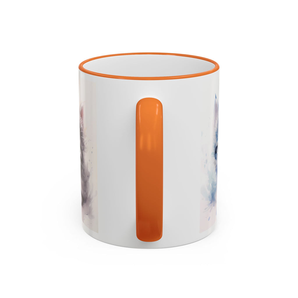 Modern Kitten Accent Rim & Handle Mug — Accent Rim & Handle Ceramic Coffee Cup (11oz)
