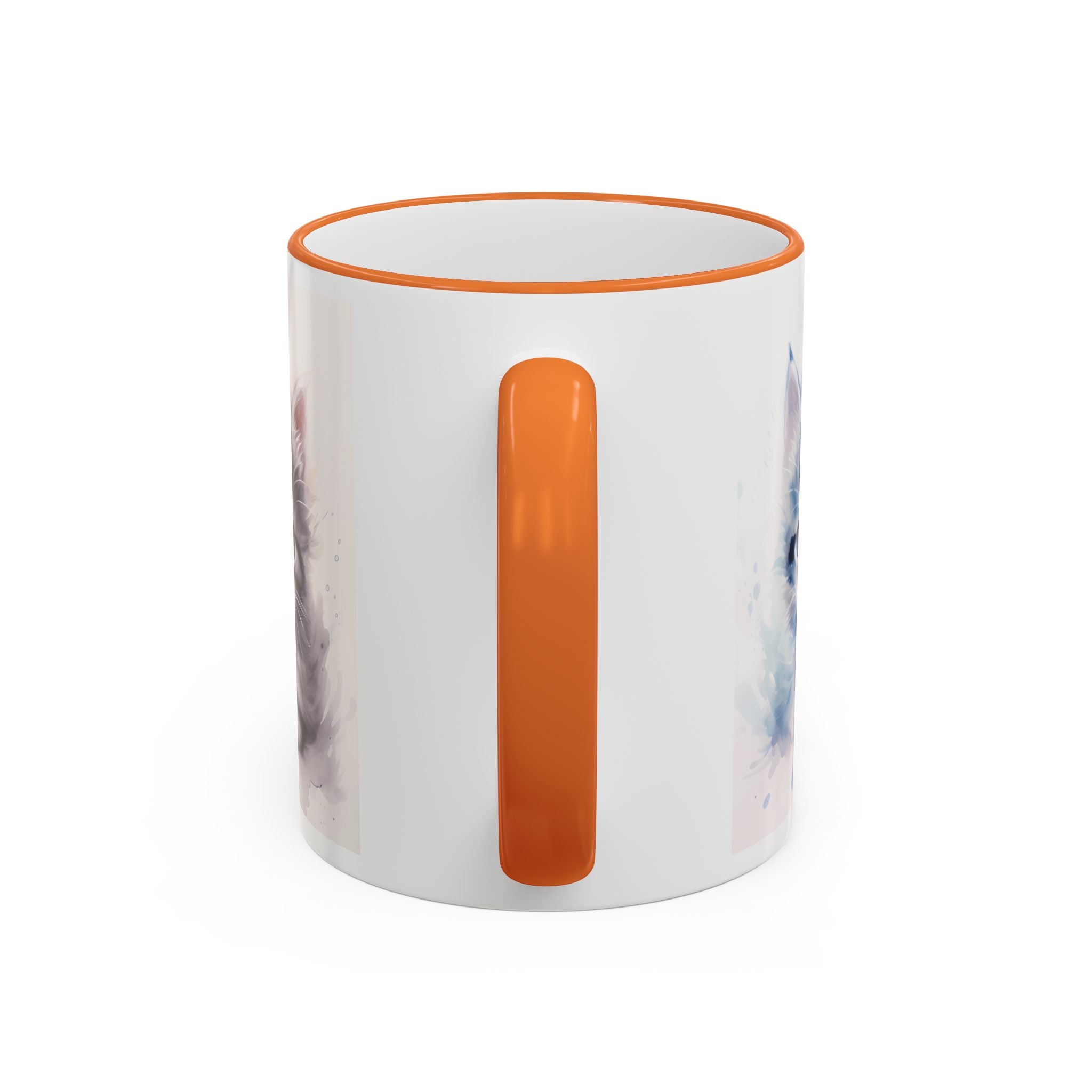 Modern Kitten Accent Rim & Handle Mug — Accent Rim & Handle Ceramic Coffee Cup (11oz)