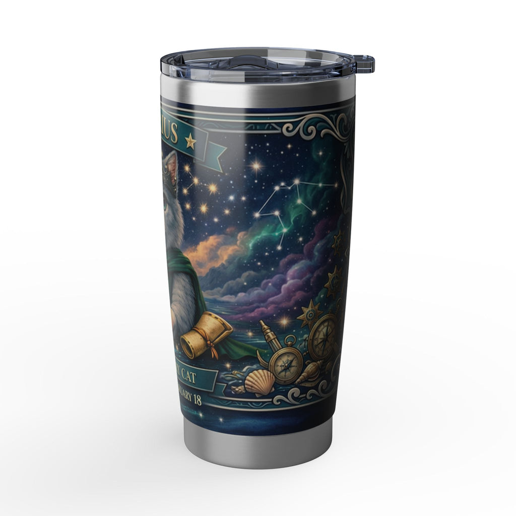 Aquarius Cat Zodiac Tumbler - The Visionary Cat