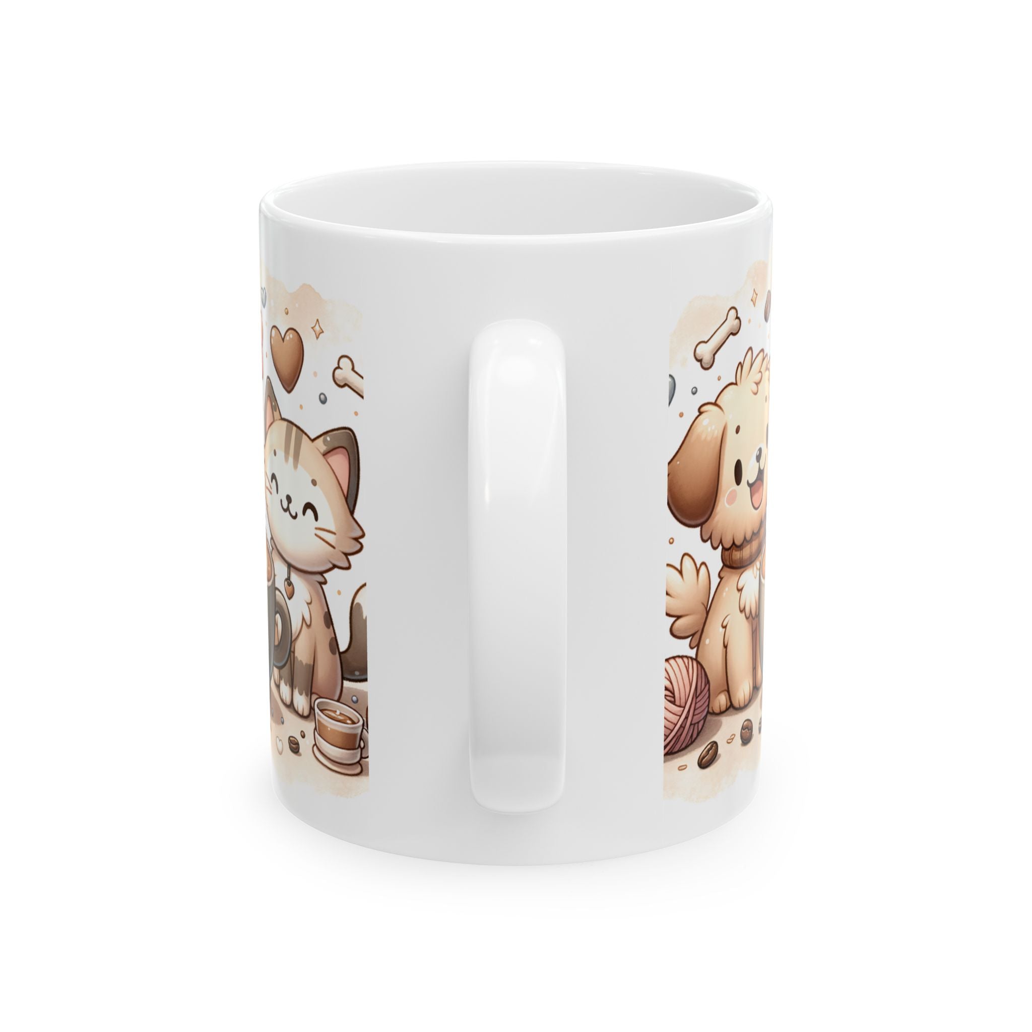 Paws & Coffee Ceramic Mug — Cat & Dog Owning Coffee Lovers (11oz )