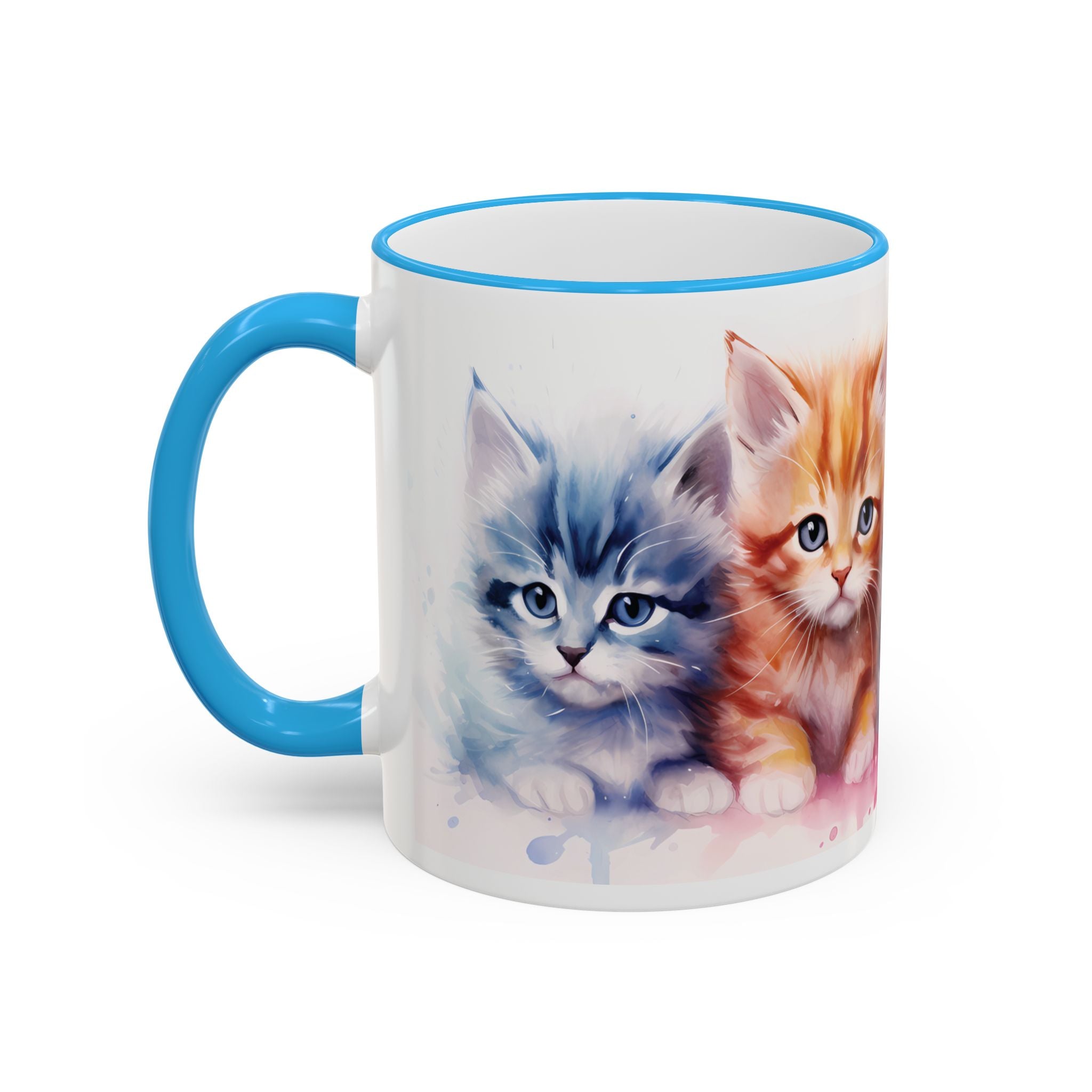 Modern Kitten Accent Rim & Handle Mug — Accent Rim & Handle Ceramic Coffee Cup (11oz)