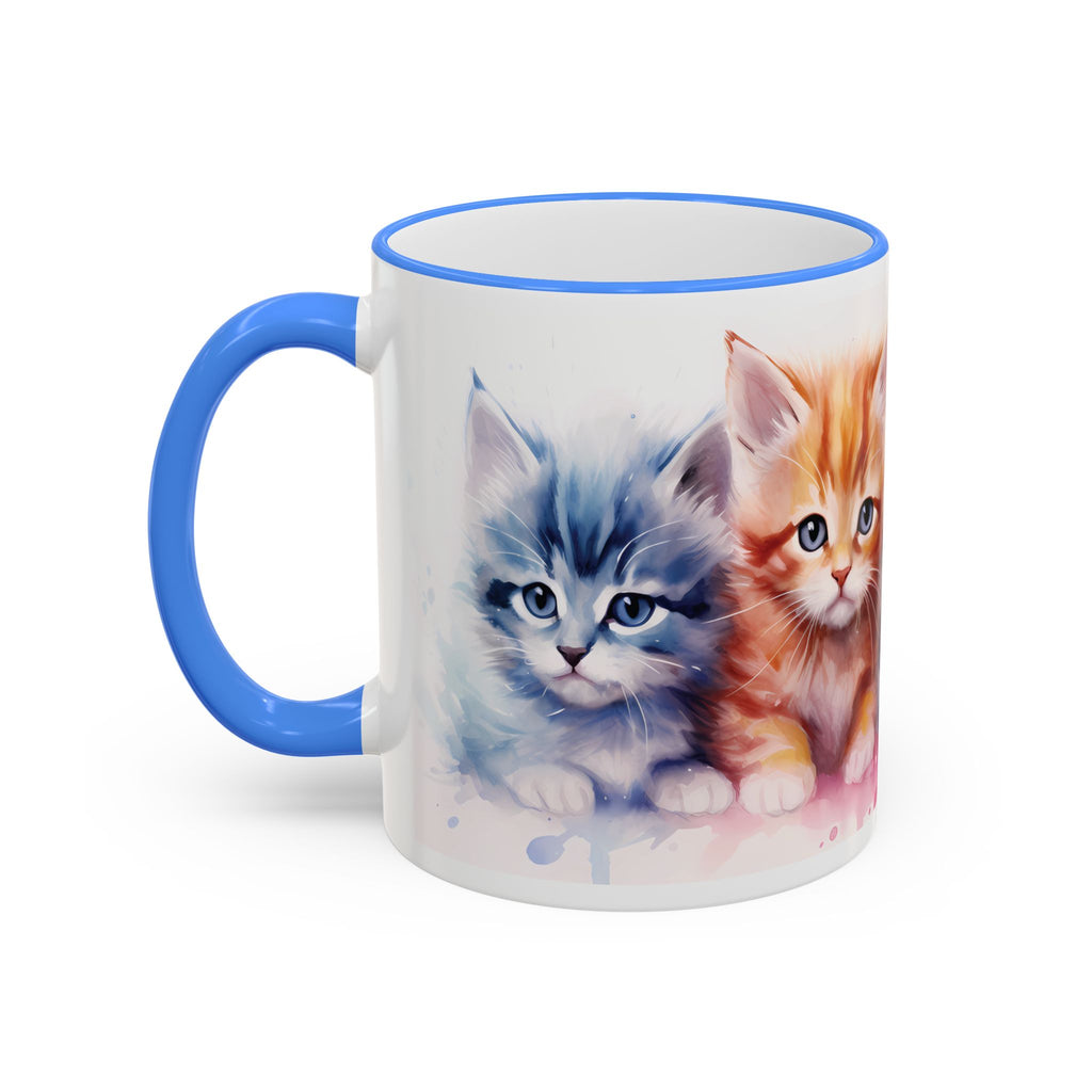 Modern Kitten Accent Rim & Handle Mug — Accent Rim & Handle Ceramic Coffee Cup (11oz)