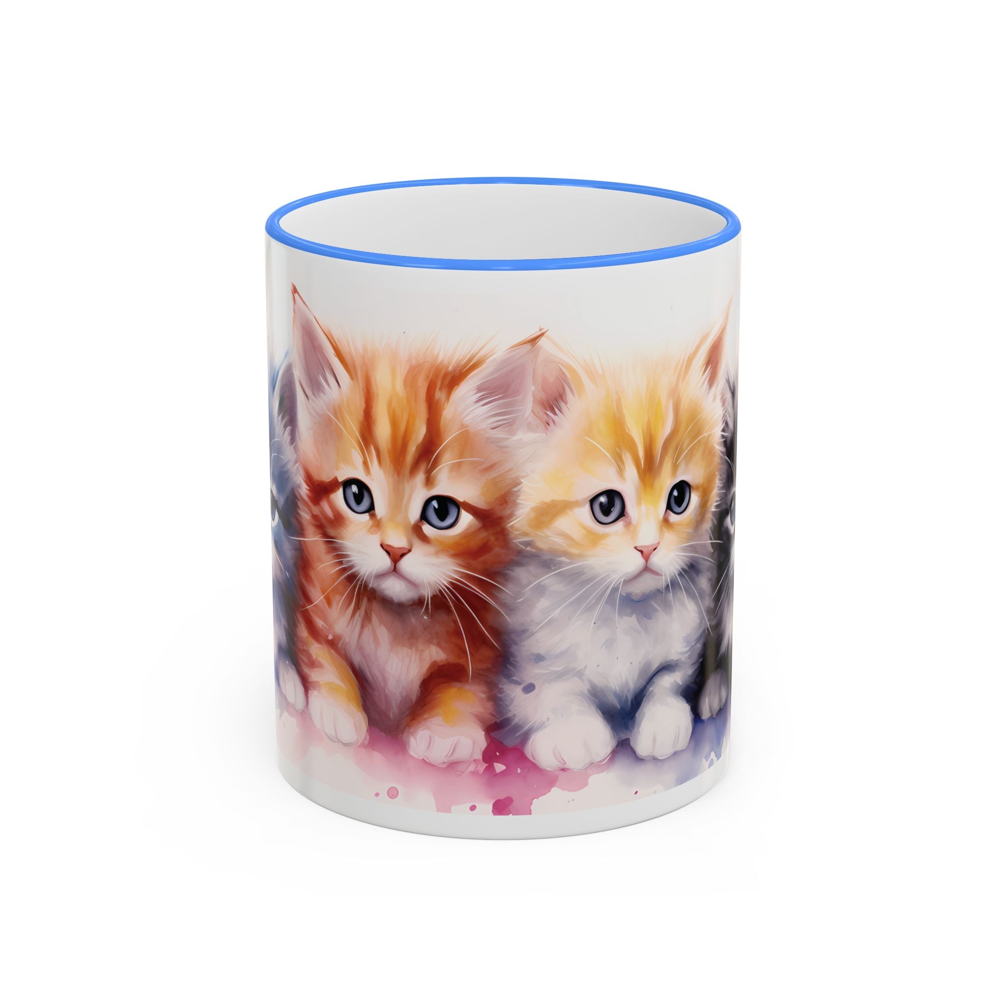 Modern Kitten Accent Rim & Handle Mug — Accent Rim & Handle Ceramic Coffee Cup (11oz)