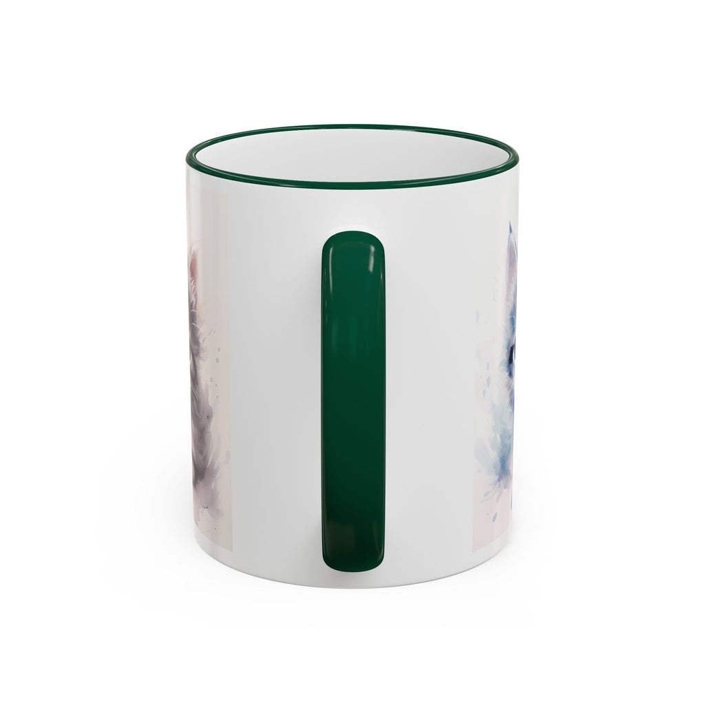Modern Kitten Accent Rim & Handle Mug — Accent Rim & Handle Ceramic Coffee Cup (11oz)